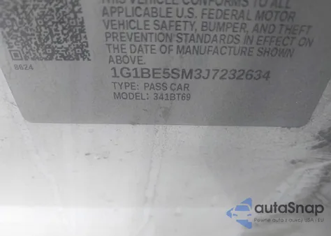 2018 Chevrolet Cruze Lt Auto z USA, uszkodzony, nr VIN 1G1BE5SM3J7232634